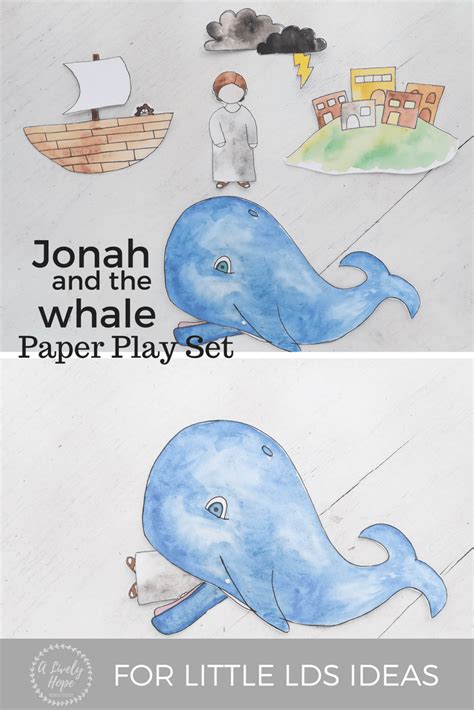 jonah   whale printable paper play set jonah   whale