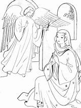 Coloring Annunciation Mary sketch template