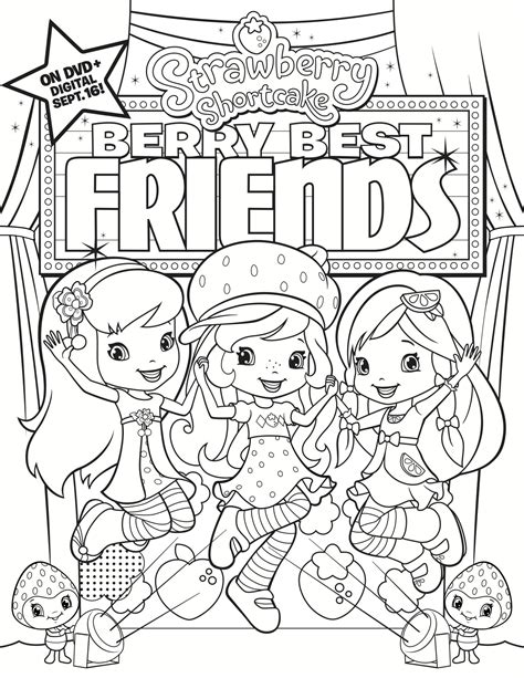 strawberry shortcake berry  friends coloring page giveaway