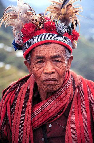 Banaue Philippines A Old Man Wearing Traditional Ifugao Clothing In