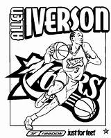 Coloring Allen Iverson Pages Kids Basketball sketch template