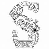 Coloring Illustratrion Adultos Gears Anchor Hard sketch template