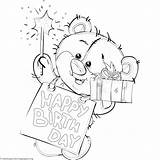 Birthday Bear Coloring Happy Teddy Pages Animal Tatty Getcoloringpages sketch template