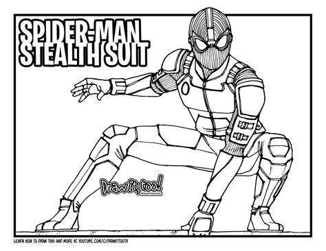 draw spider man stealth suit spider man   home drawing