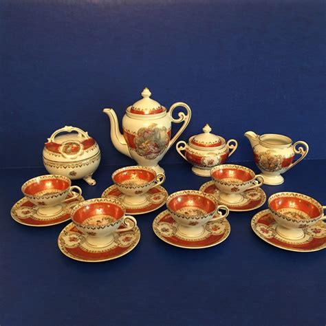 Oscar Schlegelmilch Porcelain China 16 Piece Tea Coffee Set Iridescent Mint