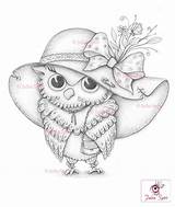 Owl Digi Coloriage Hibou Whimsical Fashionista Artisanat Fantaisie sketch template