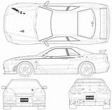 Nissan Skyline Gtr Blueprints 34 R34 Tune Gt Nismo Blueprint Car Coupe 3d Drawings 2001 Drawing Vector Cars R35 Prints sketch template