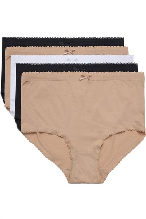 Black White And Nude 5 Pack Full Briefs Plus Size 14 To 32