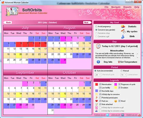 ovulation calendar for 3 months 6 or 12 months