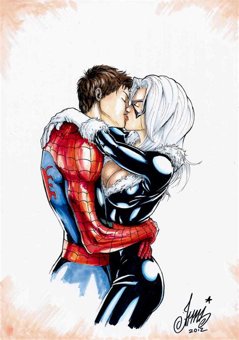 Spiderman Kissing Black Cat By Hm1art On Deviantart