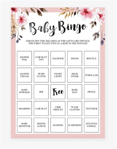 baby shower bingo printable  calendar printable