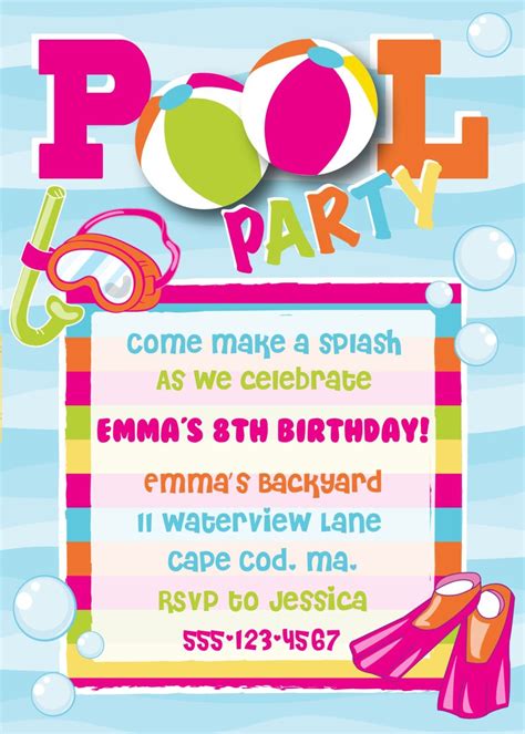 pool party printable invitations printable world holiday