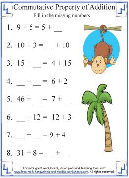 commutative property  addition definition worksheets