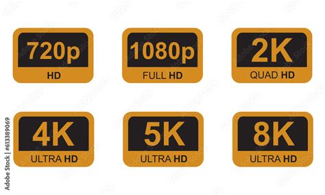 golden    ultra hd video resolution icon buttons