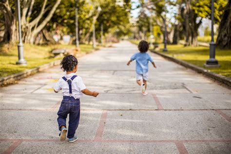 children running  road  stock photo