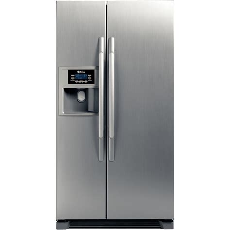 stainless steel refrigerator freezer   door open  water dispenser