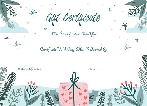 blank christmas gift certificate template printable vouchers