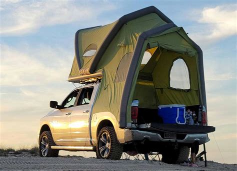 inflatable rooftop tent turns  truck   camper werd