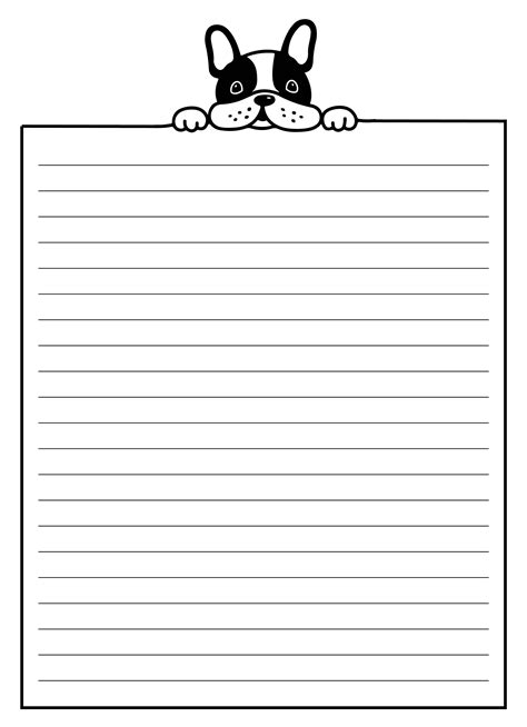 dog  printable lined writing paper  borders