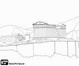 Coloring Acropolis Athens Greece Pages sketch template