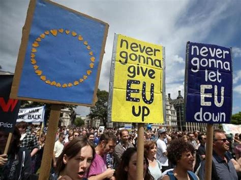 ‘i m with eu thousands march through london to protest against brexit vote world news