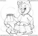 Toilet Potty Training Clipart Sitting Boy Cartoon Lineart Holding Paper Illustration Chair Vector Royalty Visekart Clip Coloring Pages Clipground Sheet sketch template
