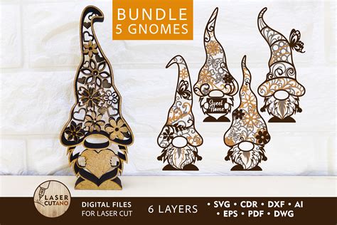 svg gnomes multilayer laser cut files