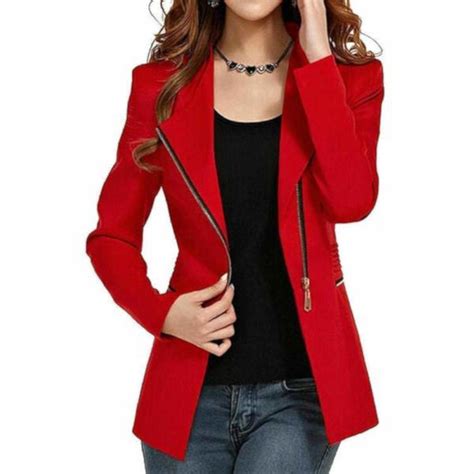 sexy red side zip work blazer womens coats jackets edgy couture