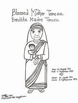 Mother Teresa Calcutta Blessed Dali Birthday Catholic Potrait Bendita sketch template