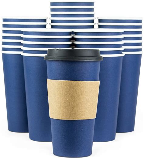 buy glowcoast disposable coffee cups  lids  oz   coffee cup  pack large travel