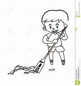 Floor Coloring Sweeping Boy Designlooter Little 81kb 1218 1300px sketch template