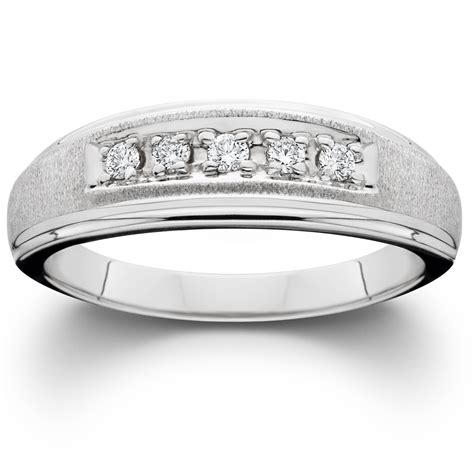 men s diamond wedding brushed ring 10k white gold ebay