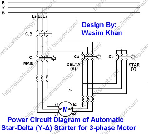 star delta starter   starter power control wiring diagram