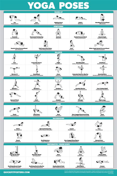 buy quickfit yoga position exercise poster yoga asana poses chart
