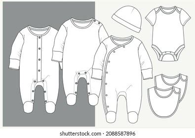 baby clothes flat sketch template isolated stock vector royalty