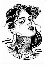 Tattoo Girl Tattoos Ink Woman Coloring Pages Drawings Chick Drawing Body Adults Chicano Gangsta Sketches Deviantart Designs Third Eye Girls sketch template