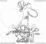 Ironing Man Laundry Clueless Toonaday Royalty Outline Illustration Cartoon Rf Clip 2021 sketch template