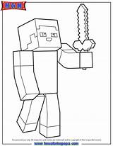 Minecraft Coloring Pages Kids Steve Color Sword Printable Colouring Boys Person Holding Sheets Mode Story Kleurplaat Simple Diamond Template Characters sketch template