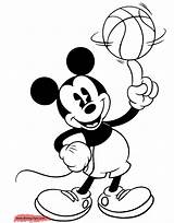 Coloring Mickey Basketball Pages Mouse Classic Hitting Hands Disney Template sketch template