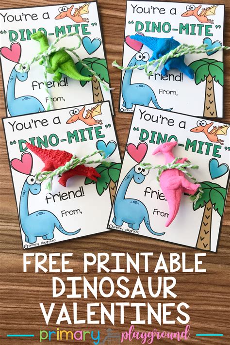 printable dinosaur valentines primary playground dinosaur