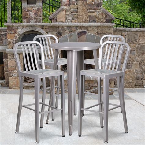 flash furniture   metal indoor outdoor bar table set