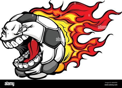 Flaming Soccer Ball Screaming Face Vector Cartoon Stock Vector Image