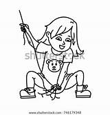 Sewing Girl Template Hand Coloring sketch template
