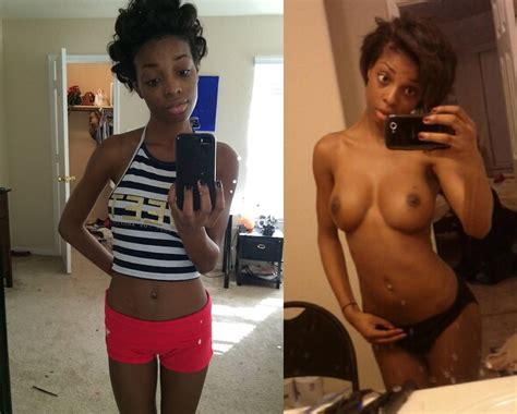 Ebony Black Dressed Undressed Before After Clothed Naked 122 Pics