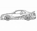 Furious Fast Coloring Car Drawing Sketch Skyline Cars Drawings Pages Drawingskill Printable Template Skill sketch template