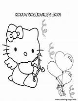 Kitty Hello Coloring Balloon Valentine Pages Printable Balloons Print Color Popular sketch template