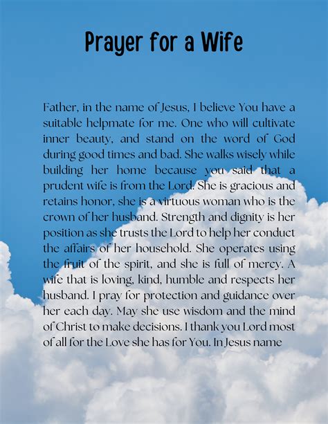 prayer  find  wife printable prayer   wife blue sky