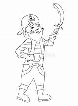 Pirate Coloring Funny Book Illustration Vector Preview sketch template