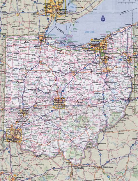 large detailed roads  highways map  ohio state  national parks