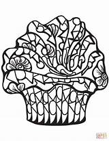 Coloring Cupcake Zentangle Pages sketch template